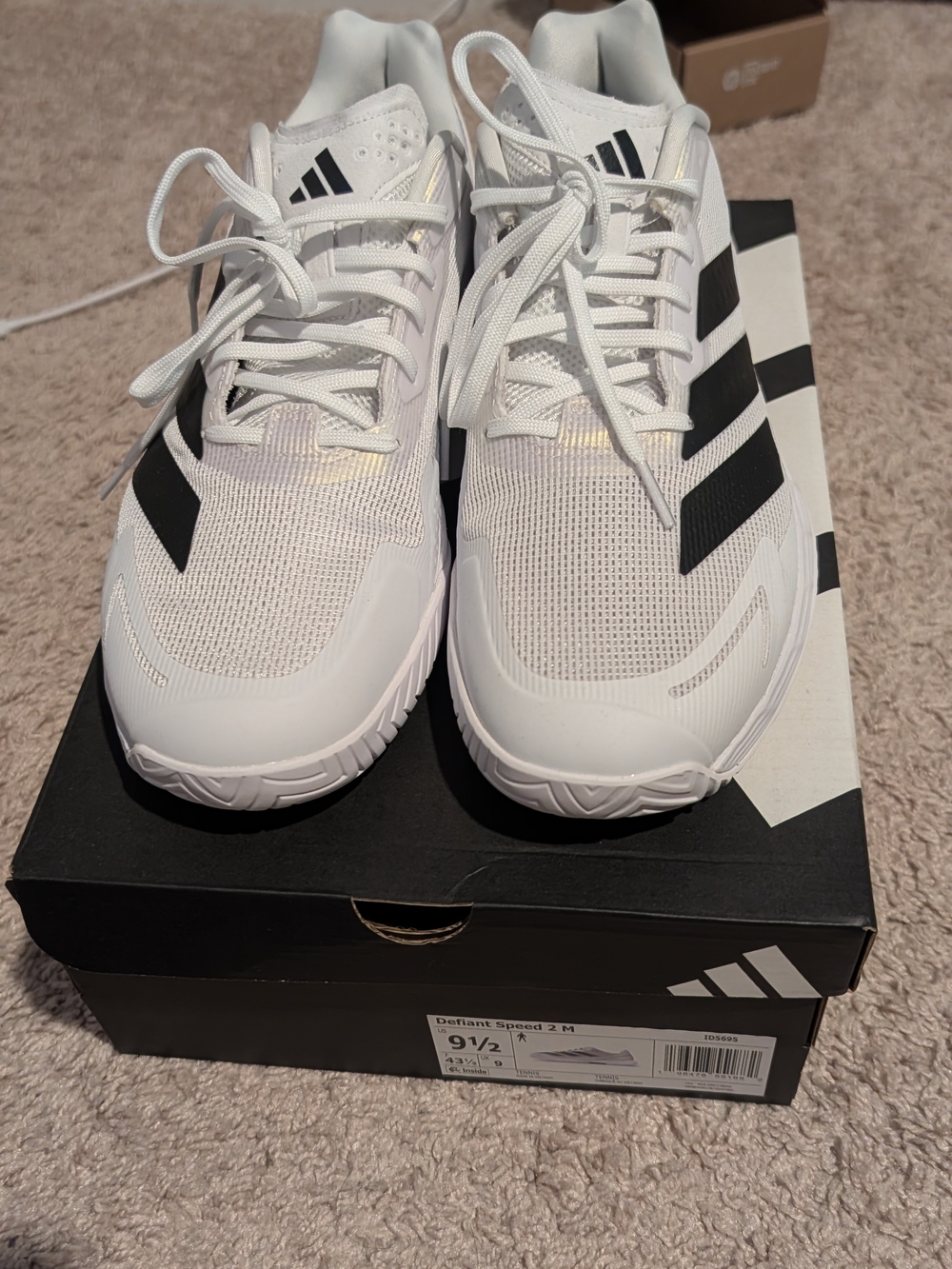 Adidas Defiant Speed 2 Men's Size 9.5 White Black Running Tennis Shoes Sneakers